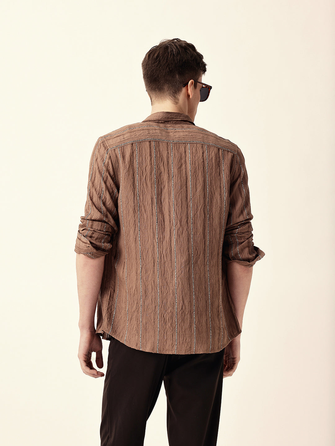 rust vertical seersucker pinstripe slim fit casual shirt rust vertical seersucker pinstripe slim fit casual shirt
