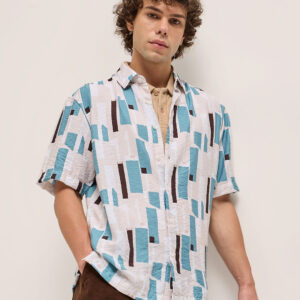 multi color geometrical print relax fit casual shirt