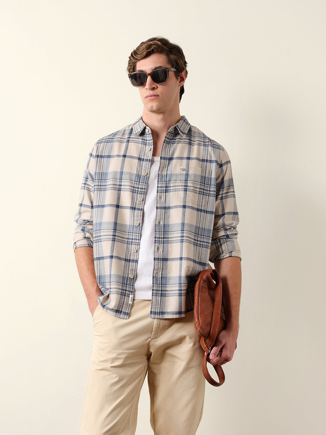 blue regular fit woven check flannel casual shirt blue regular fit woven check flannel casual shirt