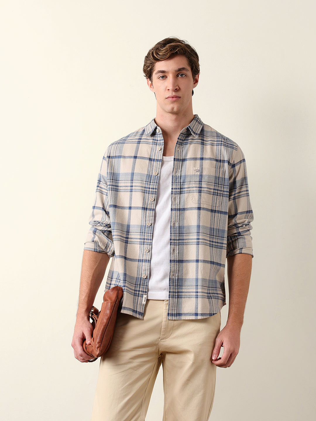 blue regular fit woven check flannel casual shirt blue regular fit woven check flannel casual shirt
