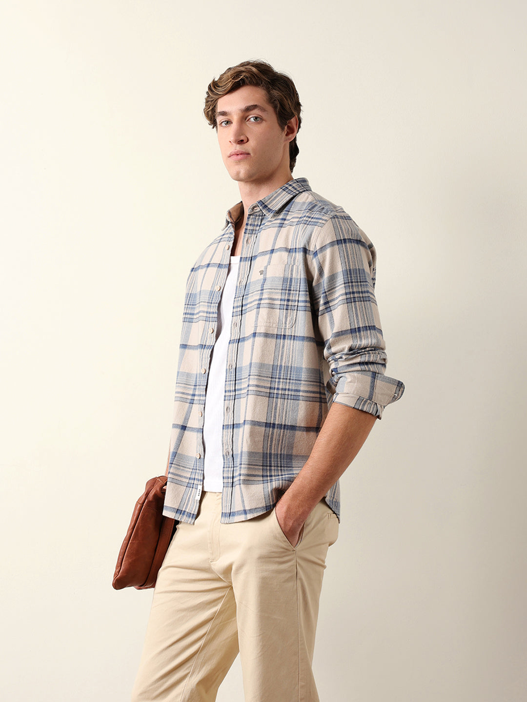 blue regular fit woven check flannel casual shirt blue regular fit woven check flannel casual shirt