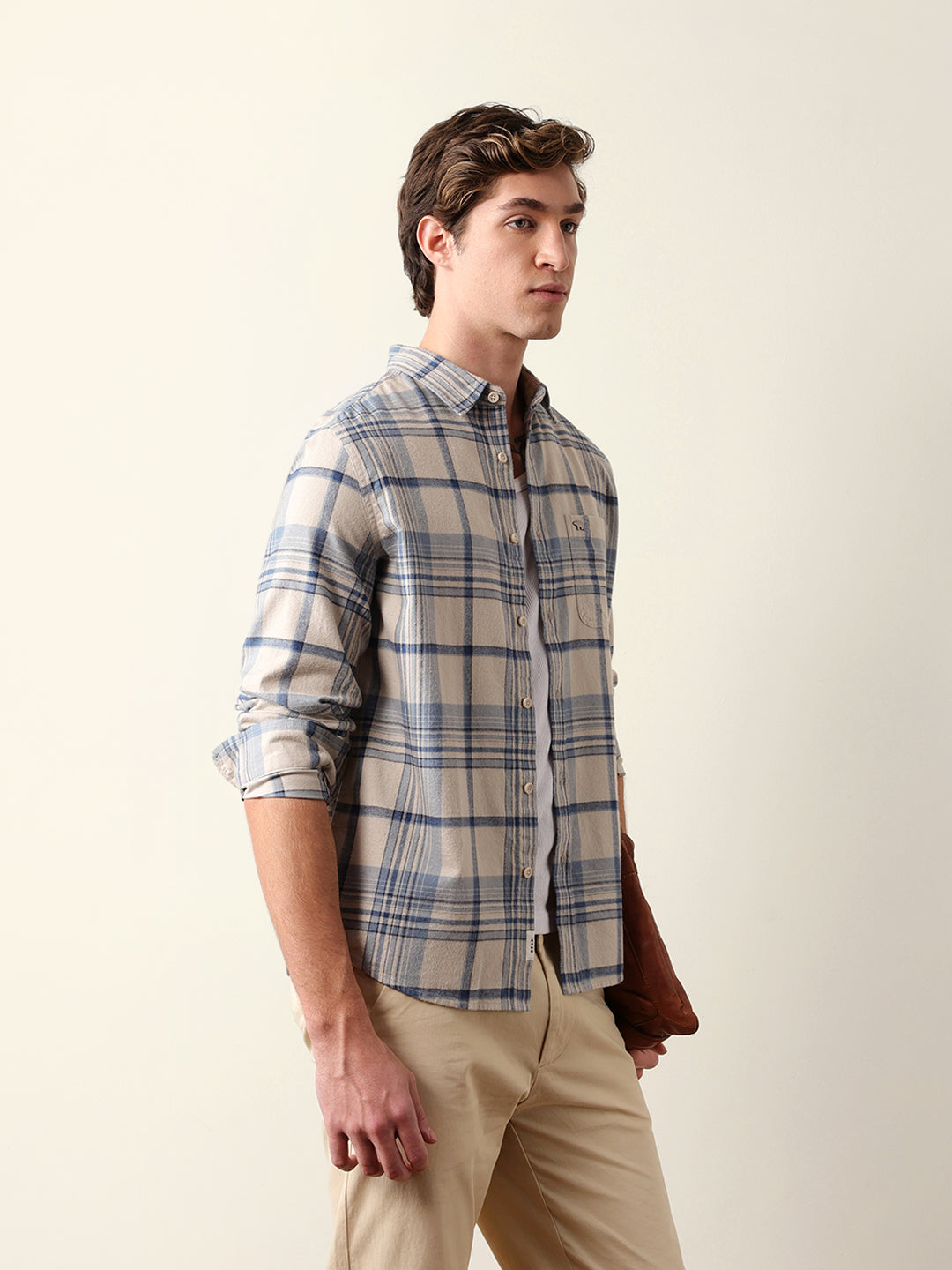 blue regular fit woven check flannel casual shirt blue regular fit woven check flannel casual shirt