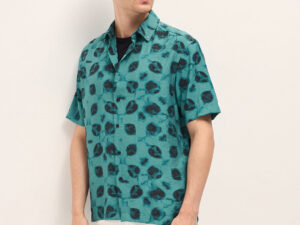 blue digital print relax fit casual shirt