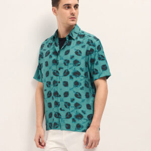 blue digital print relax fit casual shirt