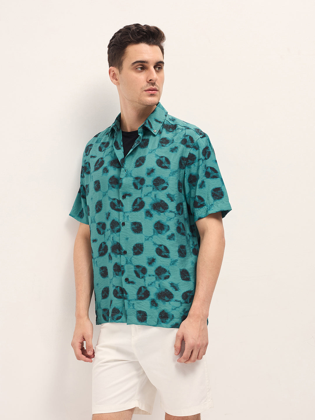 blue digital print relax fit casual shirt blue digital print relax fit casual shirt