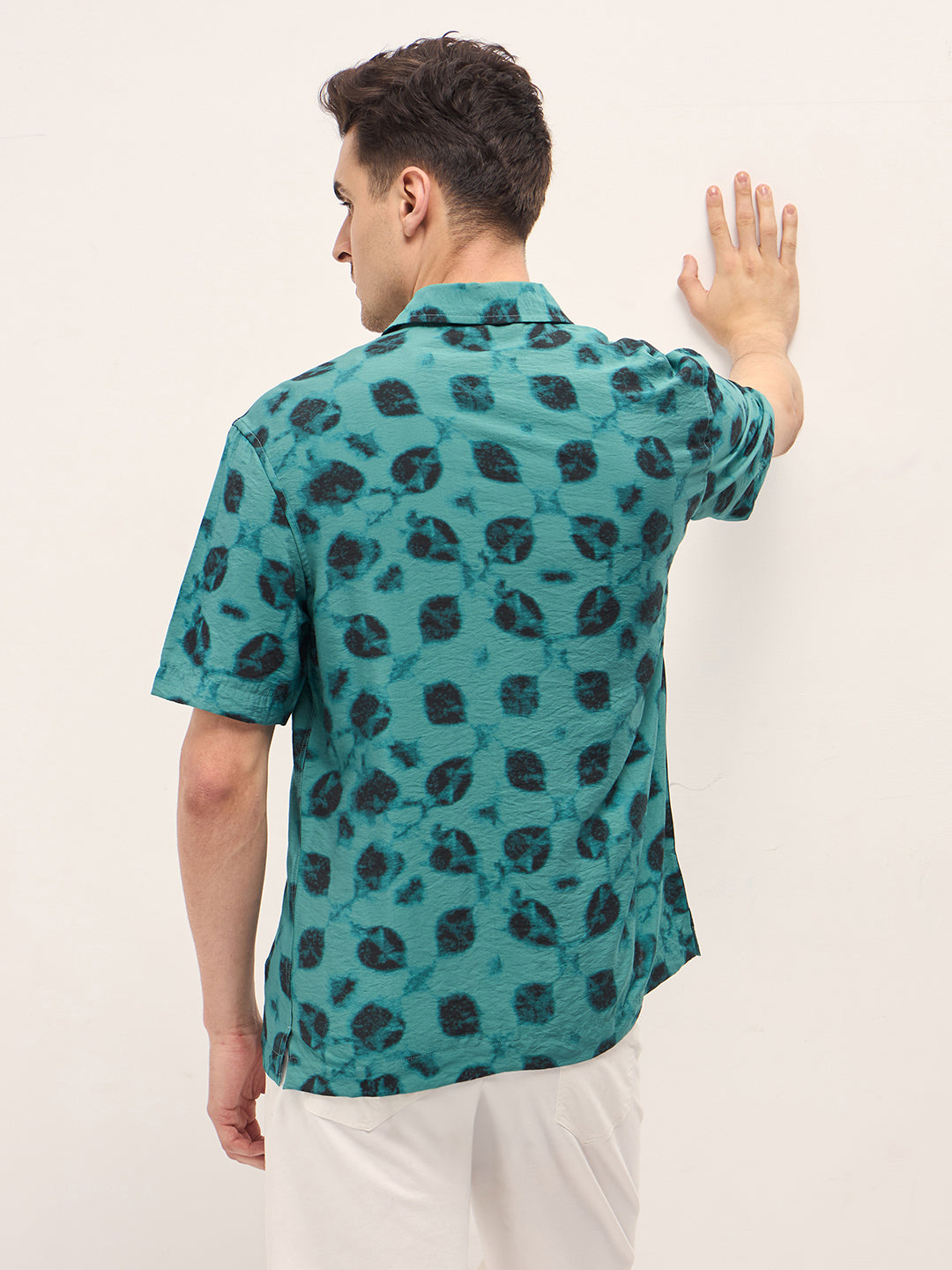 blue digital print relax fit casual shirt blue digital print relax fit casual shirt