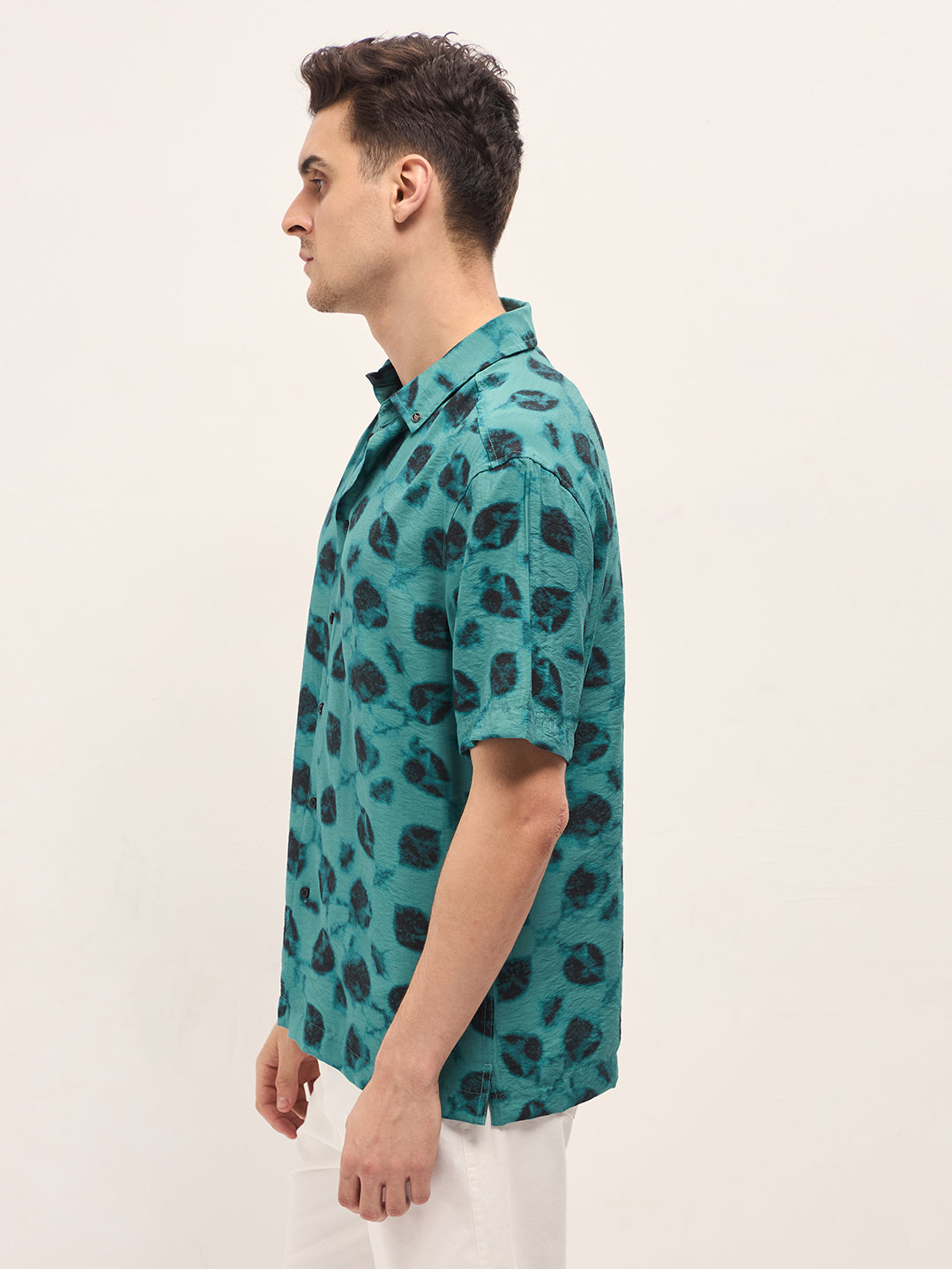 blue digital print relax fit casual shirt blue digital print relax fit casual shirt