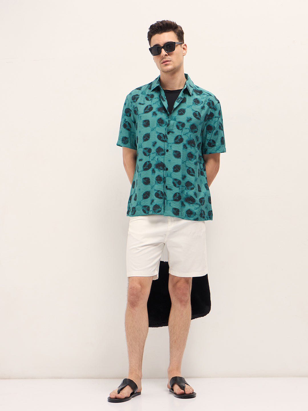 blue digital print relax fit casual shirt blue digital print relax fit casual shirt