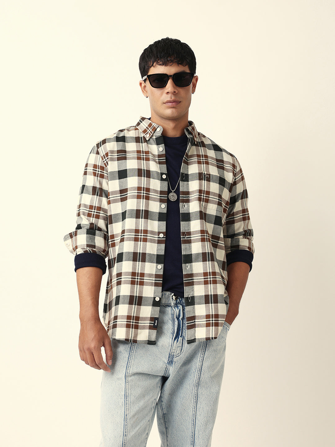 multicolor woven tartan checked slim fit casual shirt multicolor woven tartan checked slim fit casual shirt