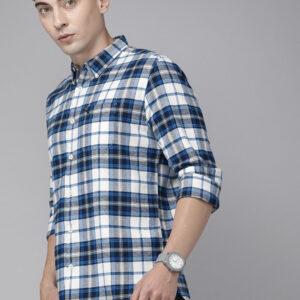 men slim button down flannel shirt