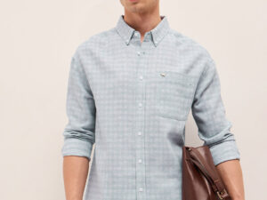 blue woven checks relaxed fit casual shirt