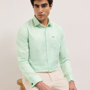 green woven micro check tailored fit formal shirt with french cuffs