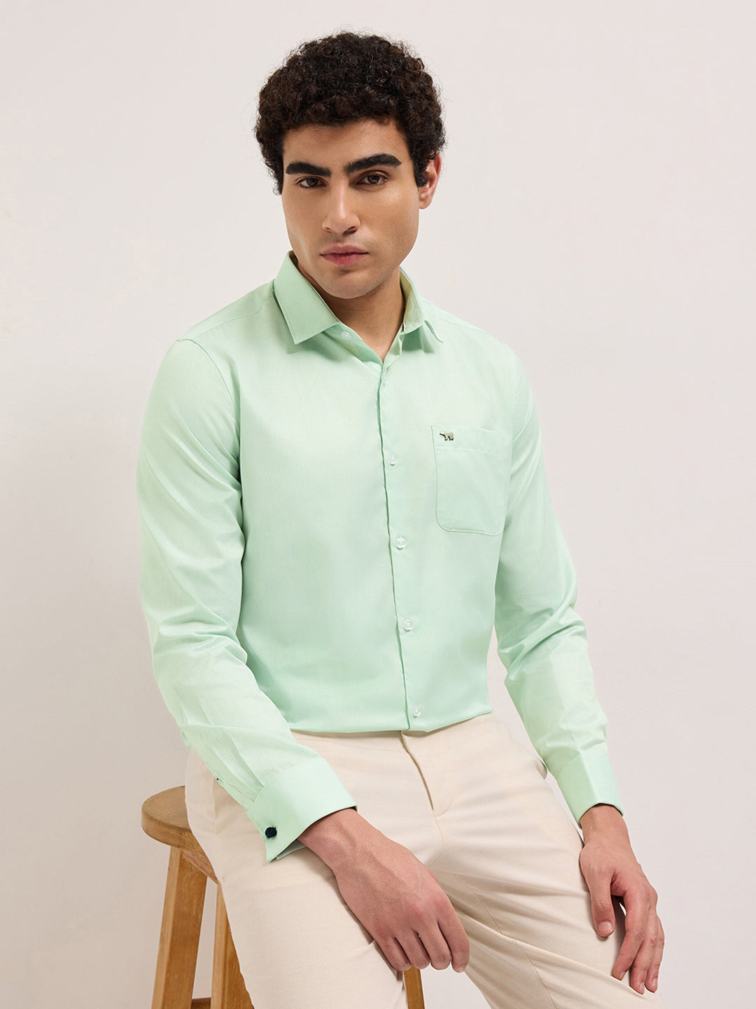 green woven micro check tailored fit formal shirt with french cuffs green woven micro check tailored fit formal shirt with french cuffs
