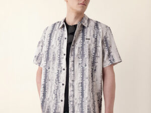 beige & grey abstract textured printed relaxed fit casual shirt