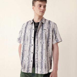 beige & grey abstract textured printed relaxed fit casual shirt