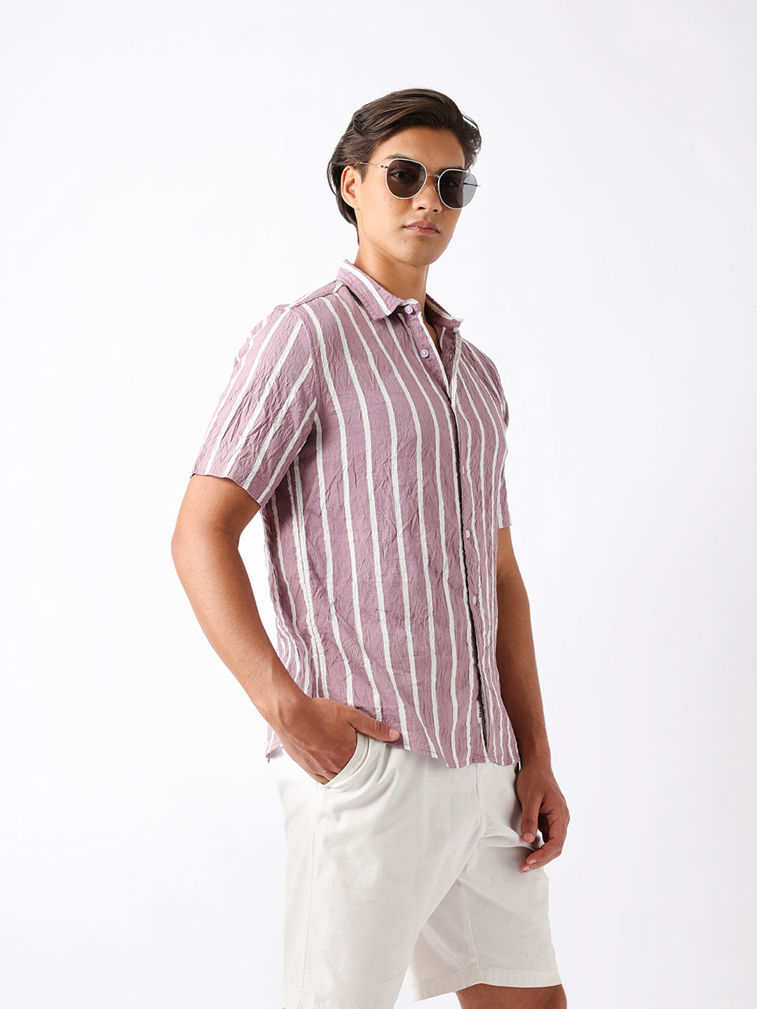 pink vertical stripe regular fit casual shirt pink vertical stripe regular fit casual shirt