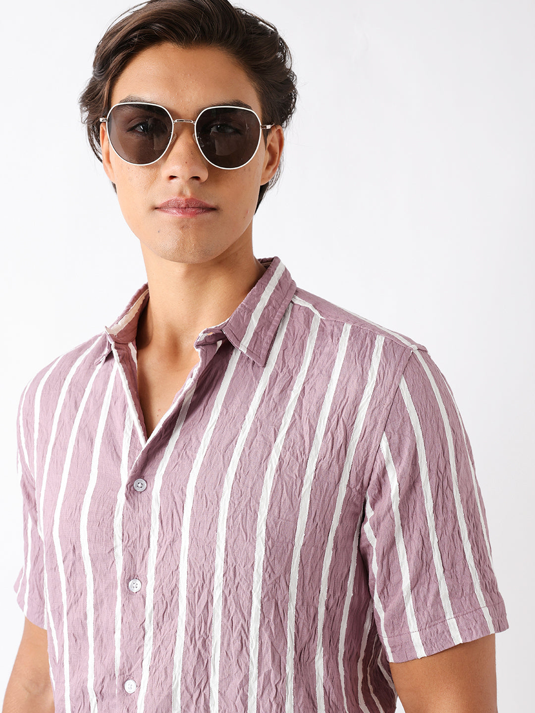 pink vertical stripe regular fit casual shirt pink vertical stripe regular fit casual shirt