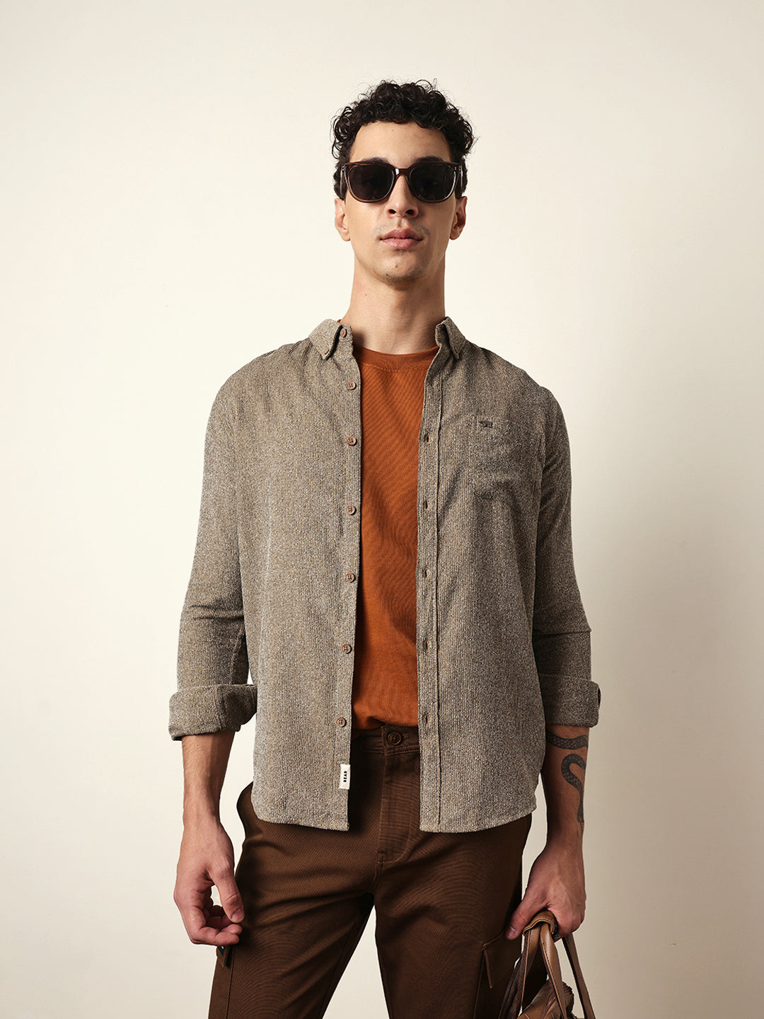 brown textured woven striped slim fit casual shirt brown textured woven striped slim fit casual shirt