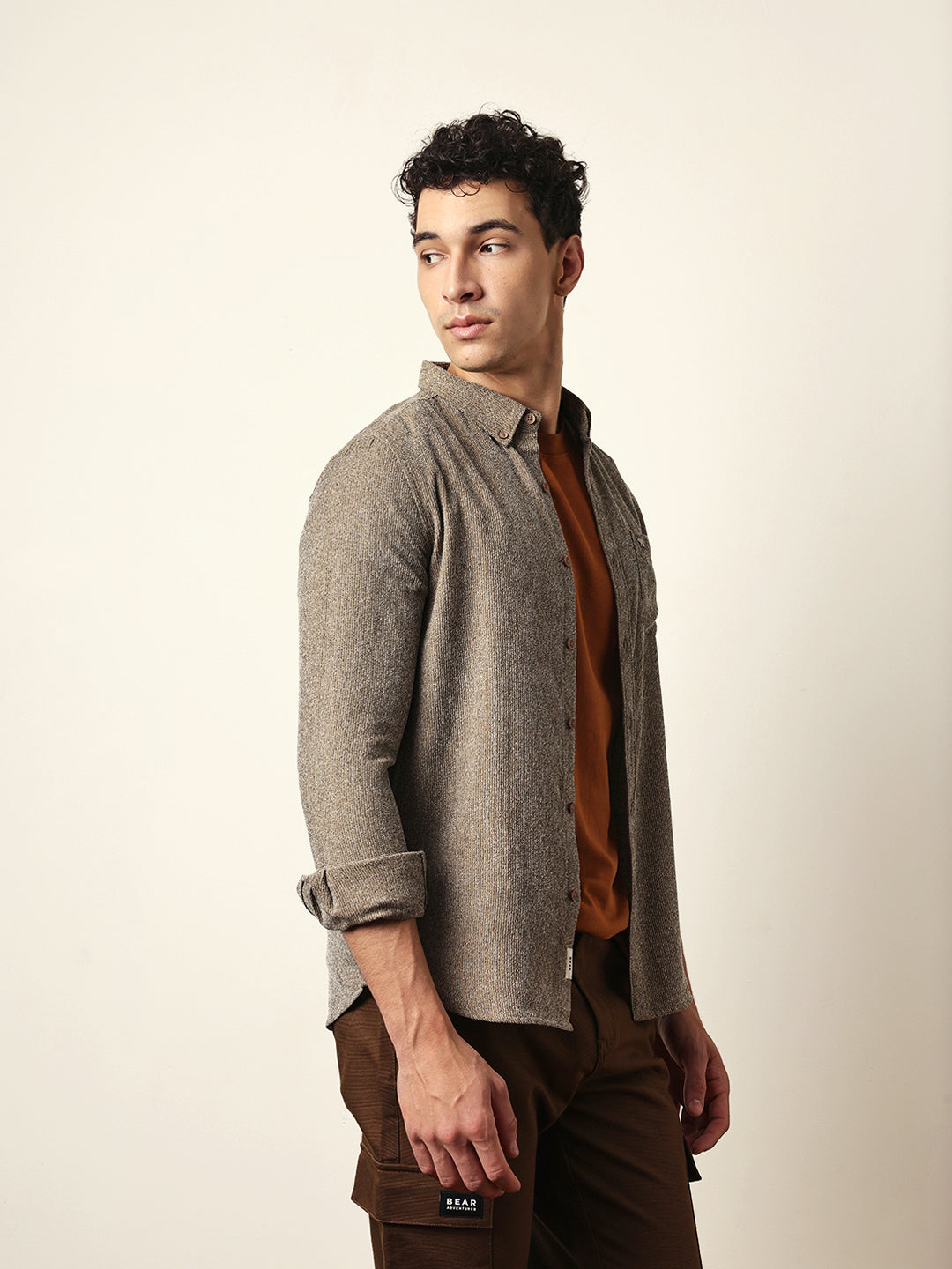 brown textured woven striped slim fit casual shirt brown textured woven striped slim fit casual shirt