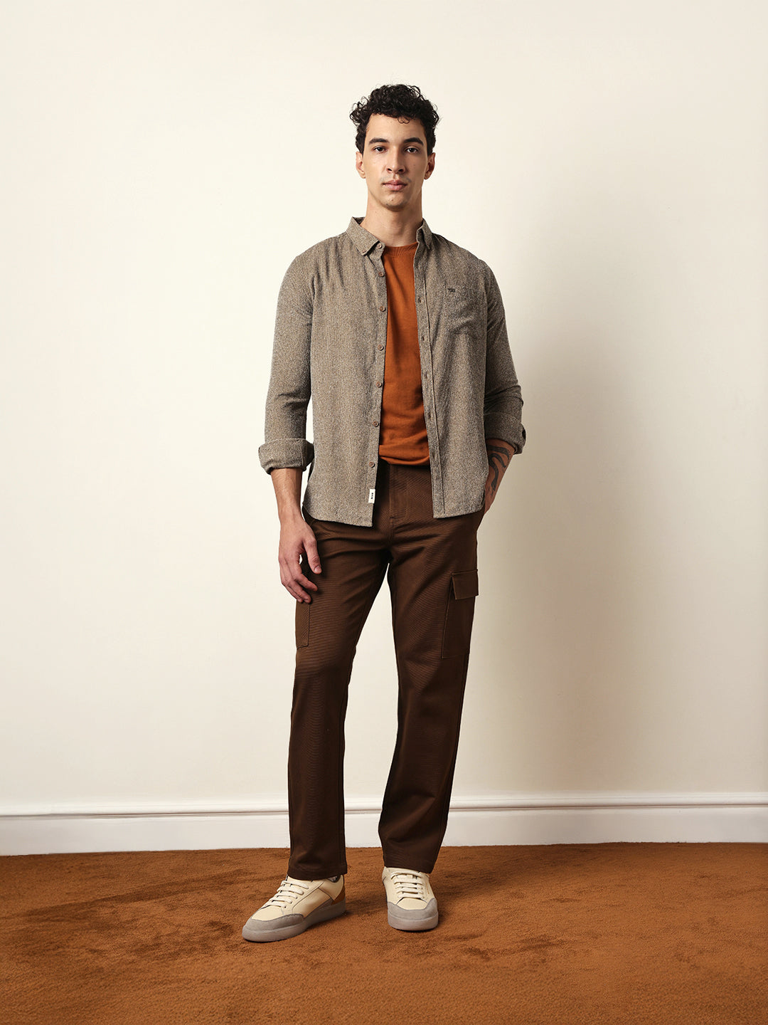brown textured woven striped slim fit casual shirt brown textured woven striped slim fit casual shirt