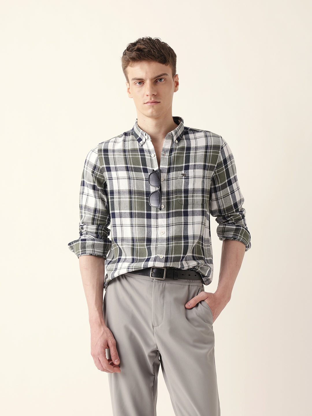 multicolor woven tartan checked slim fit casual shirt multicolor woven tartan checked slim fit casual shirt
