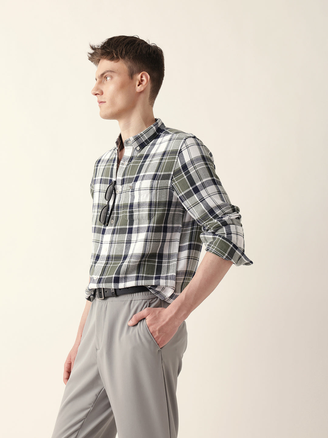 multicolor woven tartan checked slim fit casual shirt multicolor woven tartan checked slim fit casual shirt