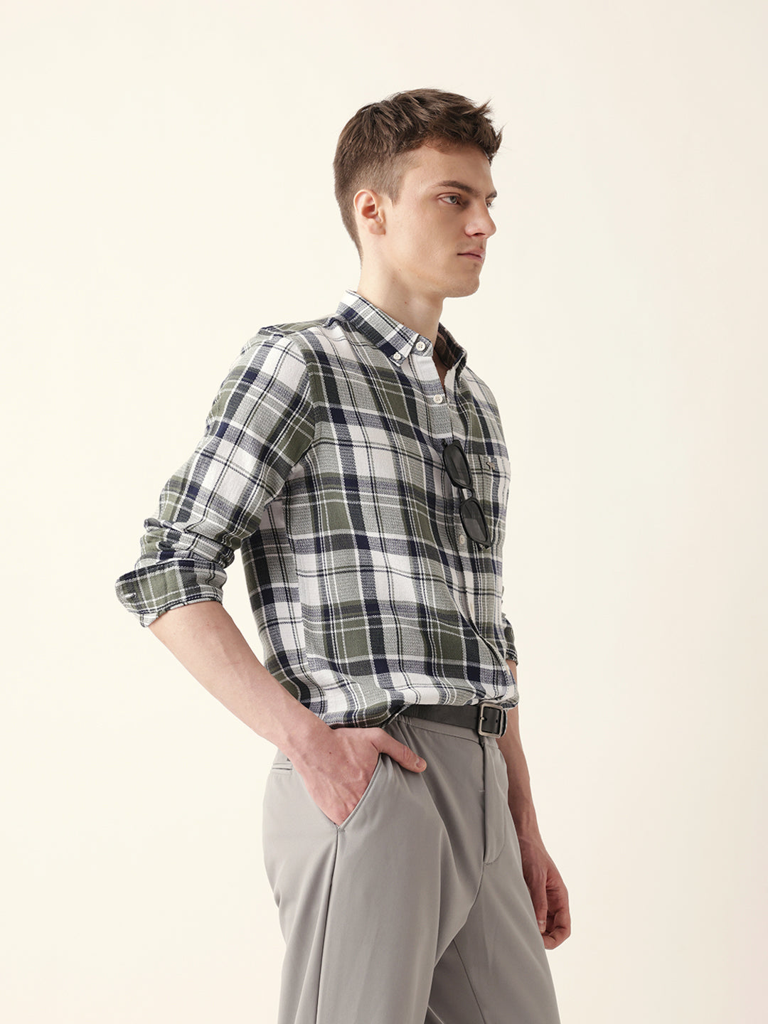 multicolor woven tartan checked slim fit casual shirt multicolor woven tartan checked slim fit casual shirt
