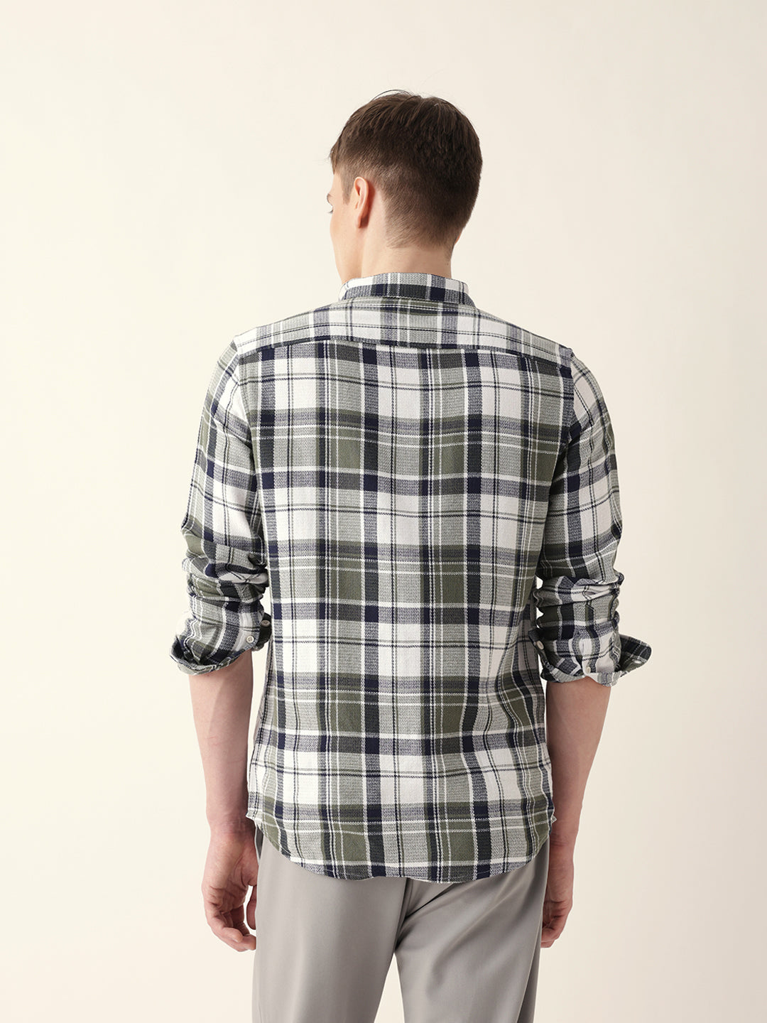 multicolor woven tartan checked slim fit casual shirt multicolor woven tartan checked slim fit casual shirt