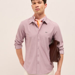 pink woven textured regular fit casual shirt