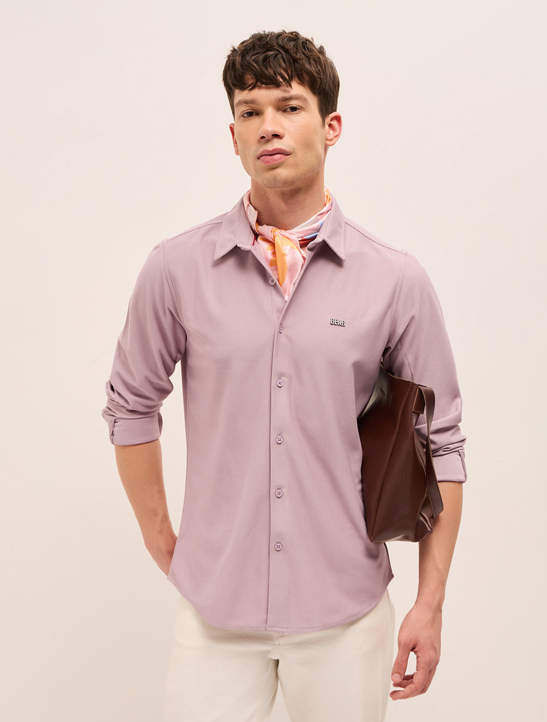 pink woven textured regular fit casual shirt pink woven textured regular fit casual shirt