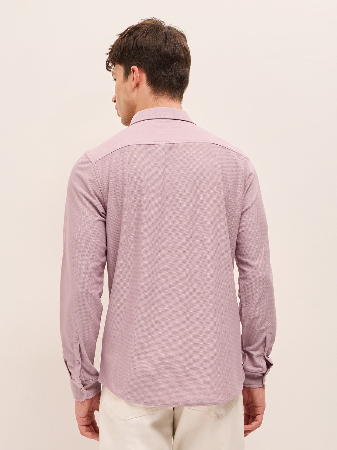 pink woven textured regular fit casual shirt pink woven textured regular fit casual shirt