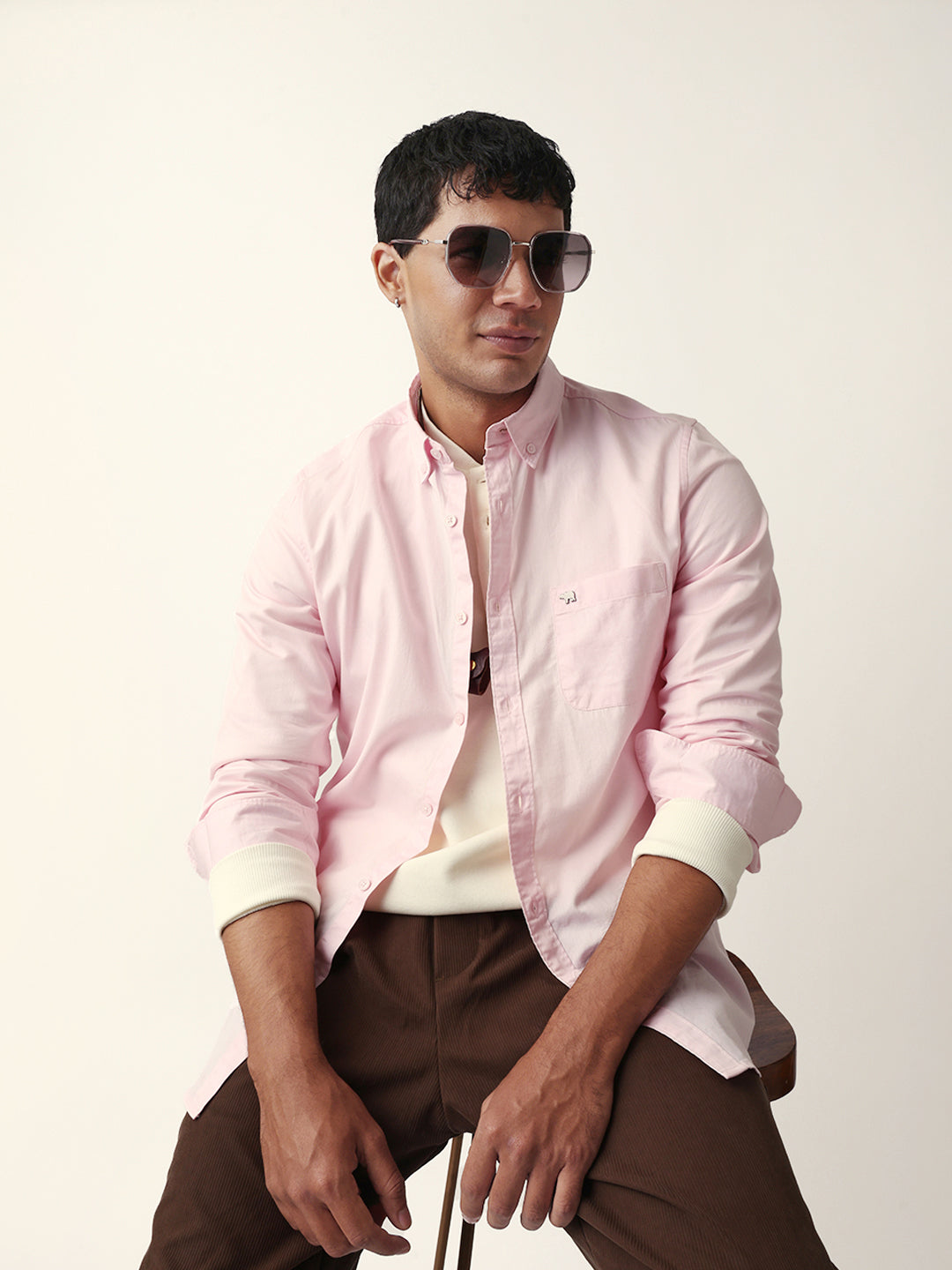 pink solid slim fit casual shirt with button down collar pink solid slim fit casual shirt with button down collar