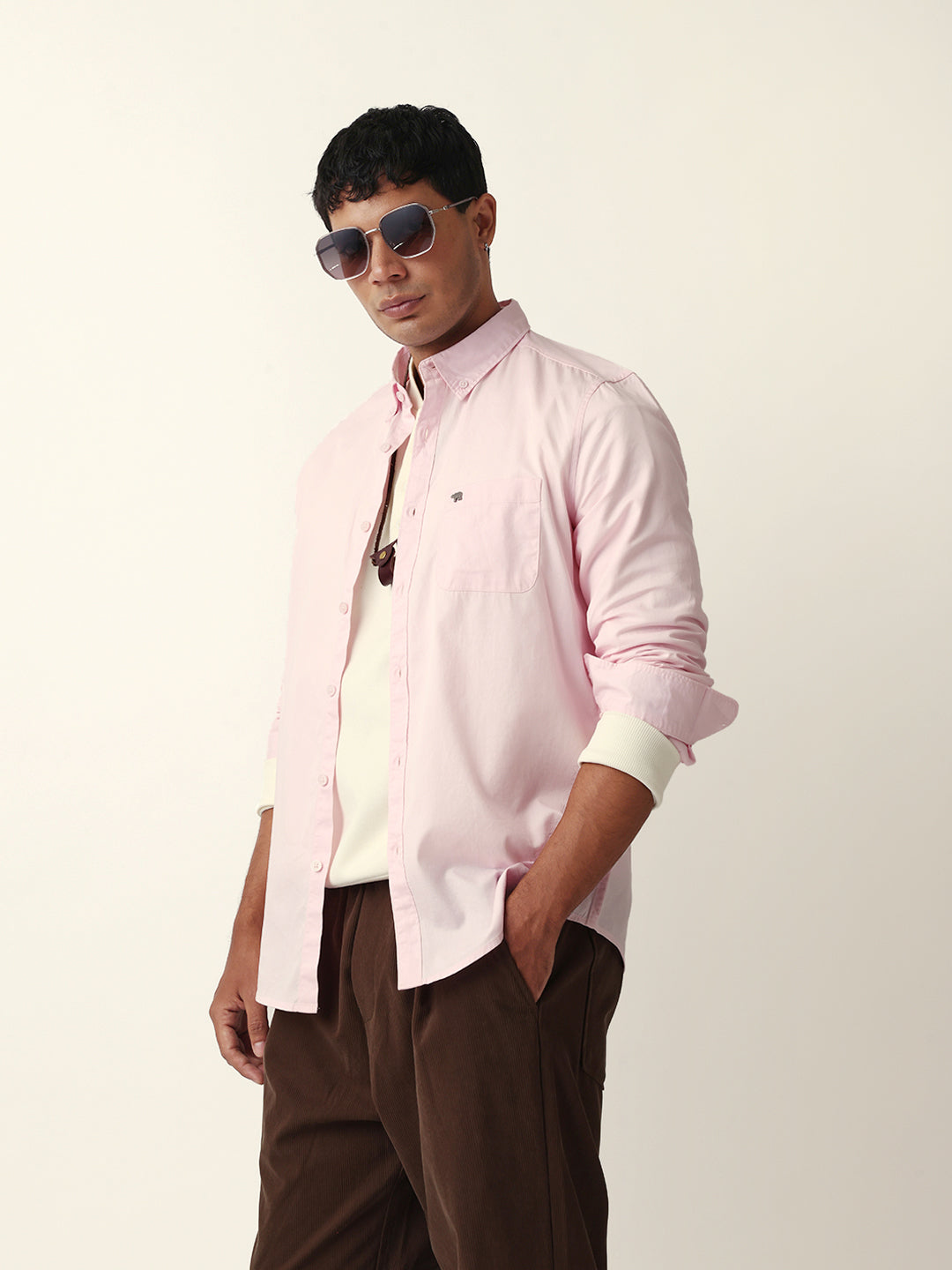 pink solid slim fit casual shirt with button down collar pink solid slim fit casual shirt with button down collar