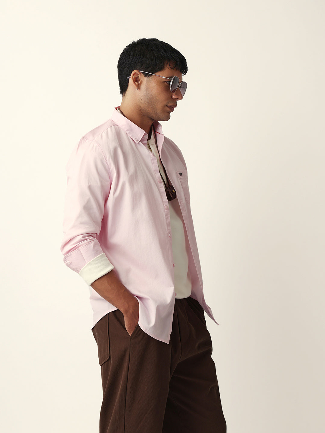 pink solid slim fit casual shirt with button down collar pink solid slim fit casual shirt with button down collar