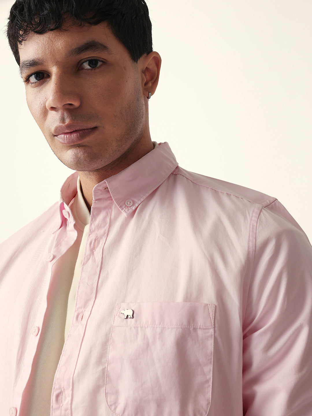 pink solid slim fit casual shirt with button down collar pink solid slim fit casual shirt with button down collar