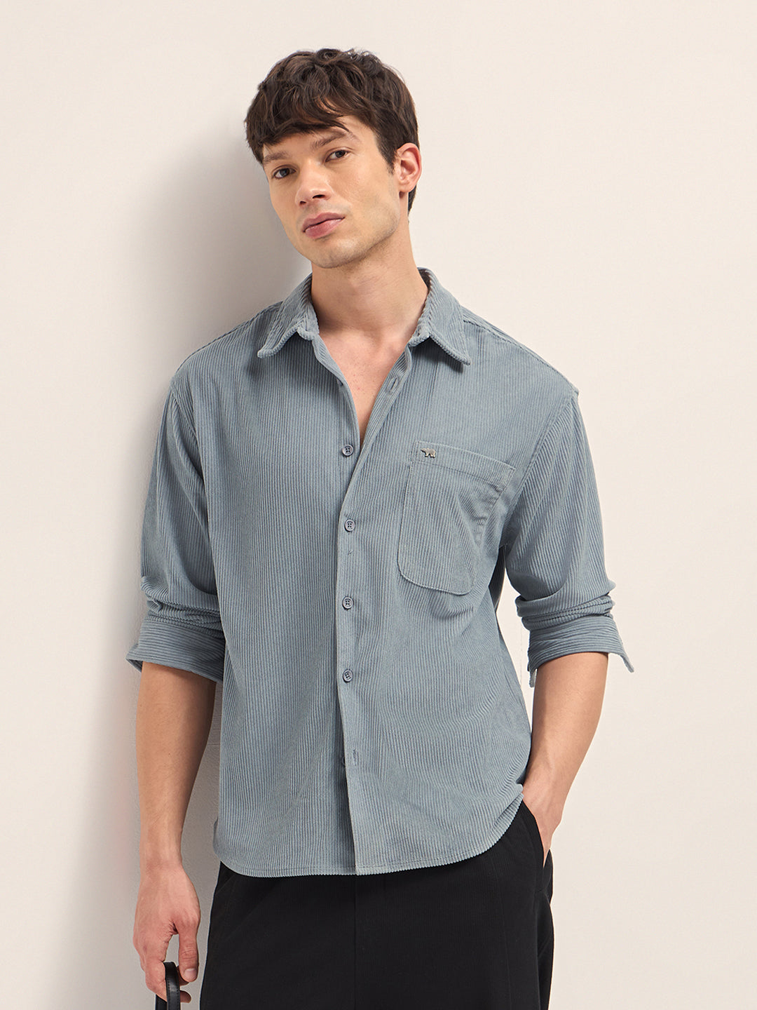 grey corduroy relaxed fit textured overshirt grey corduroy relaxed fit textured overshirt