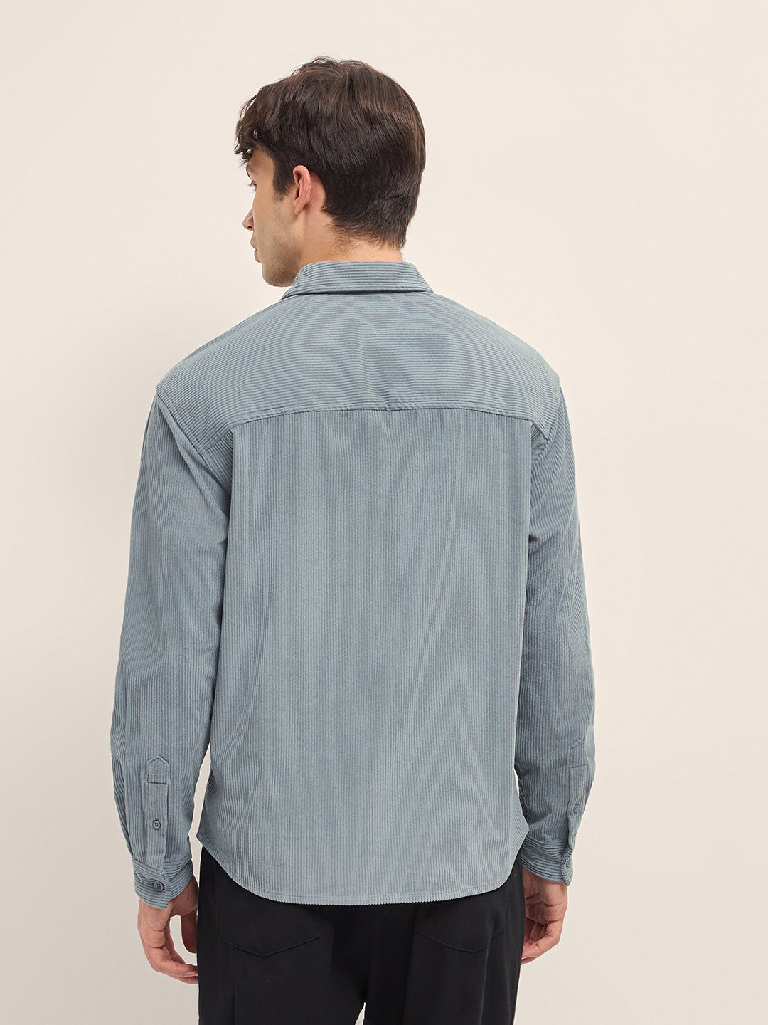 grey corduroy relaxed fit textured overshirt grey corduroy relaxed fit textured overshirt