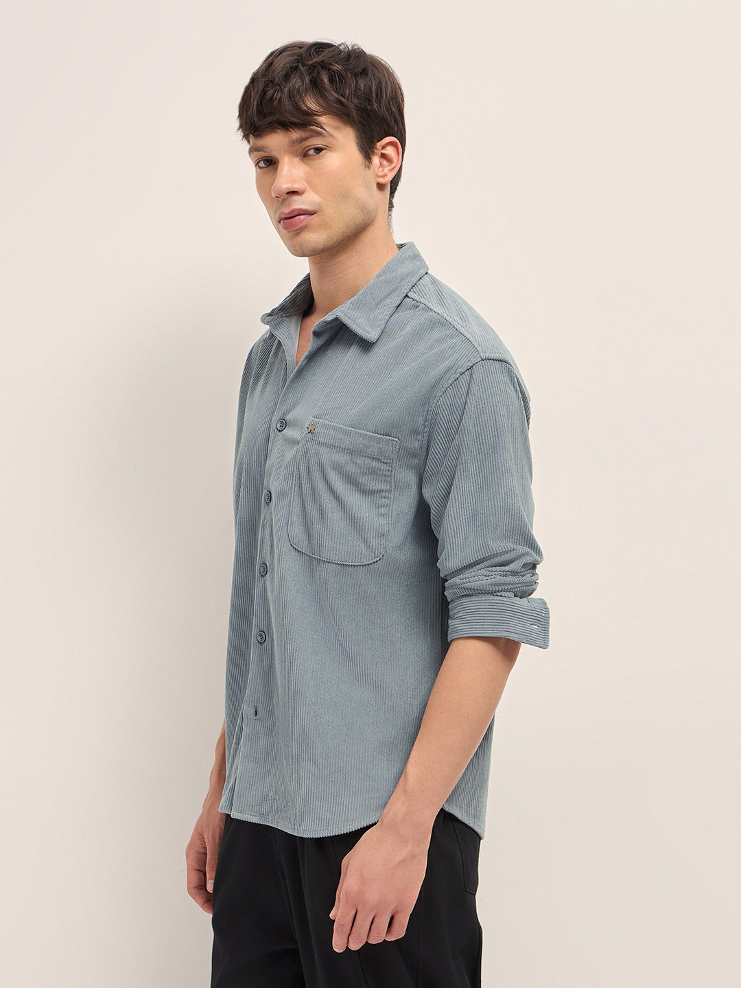 grey corduroy relaxed fit textured overshirt grey corduroy relaxed fit textured overshirt