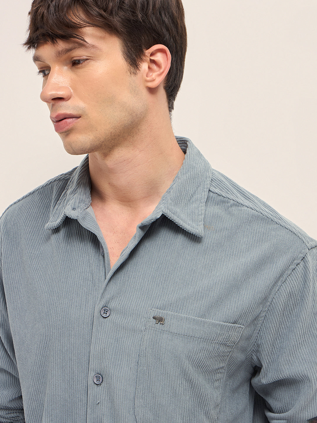 grey corduroy relaxed fit textured overshirt grey corduroy relaxed fit textured overshirt