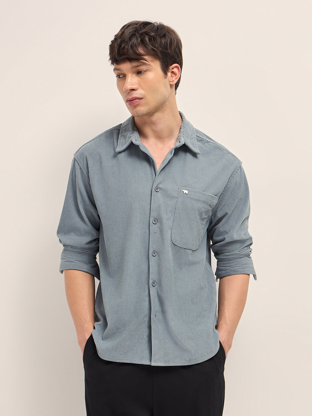 grey corduroy relaxed fit textured overshirt grey corduroy relaxed fit textured overshirt