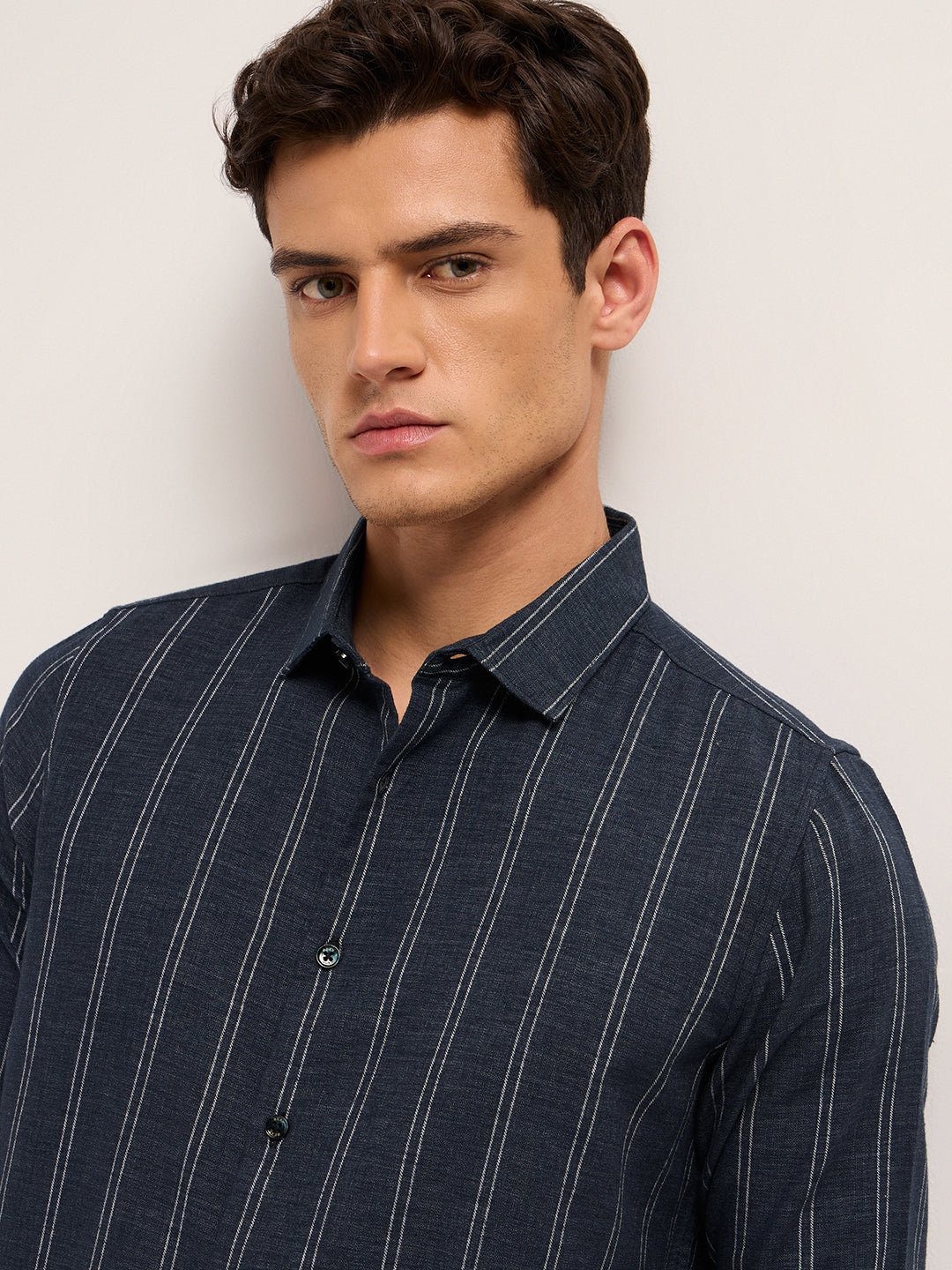 dark blue vertical stripes slim fit casual shirt dark blue vertical stripes slim fit casual shirt
