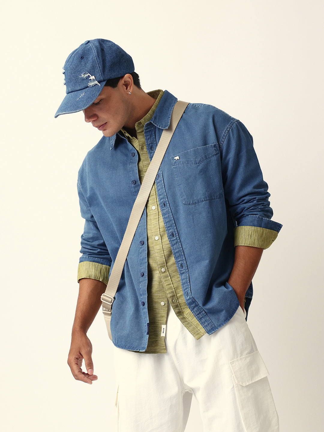 blue solid denim relaxed fit overshirt blue solid denim relaxed fit overshirt