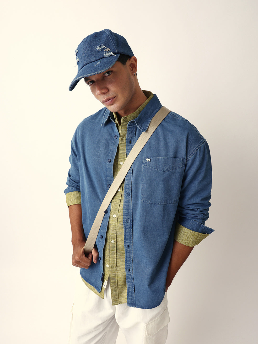 blue solid denim relaxed fit overshirt blue solid denim relaxed fit overshirt