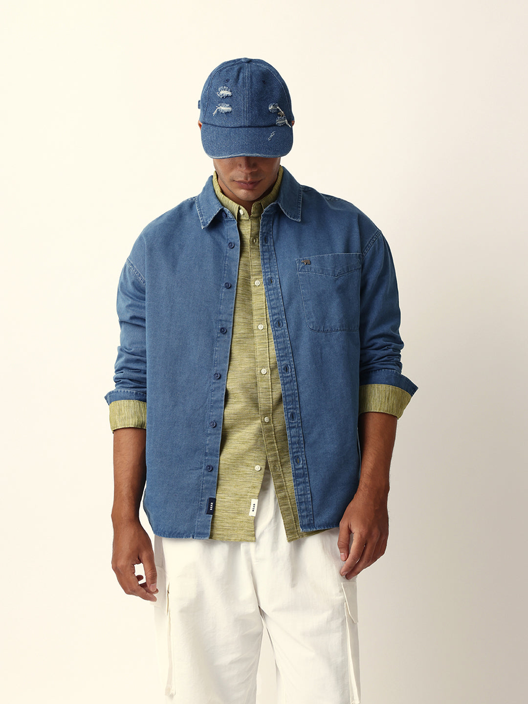 blue solid denim relaxed fit overshirt blue solid denim relaxed fit overshirt