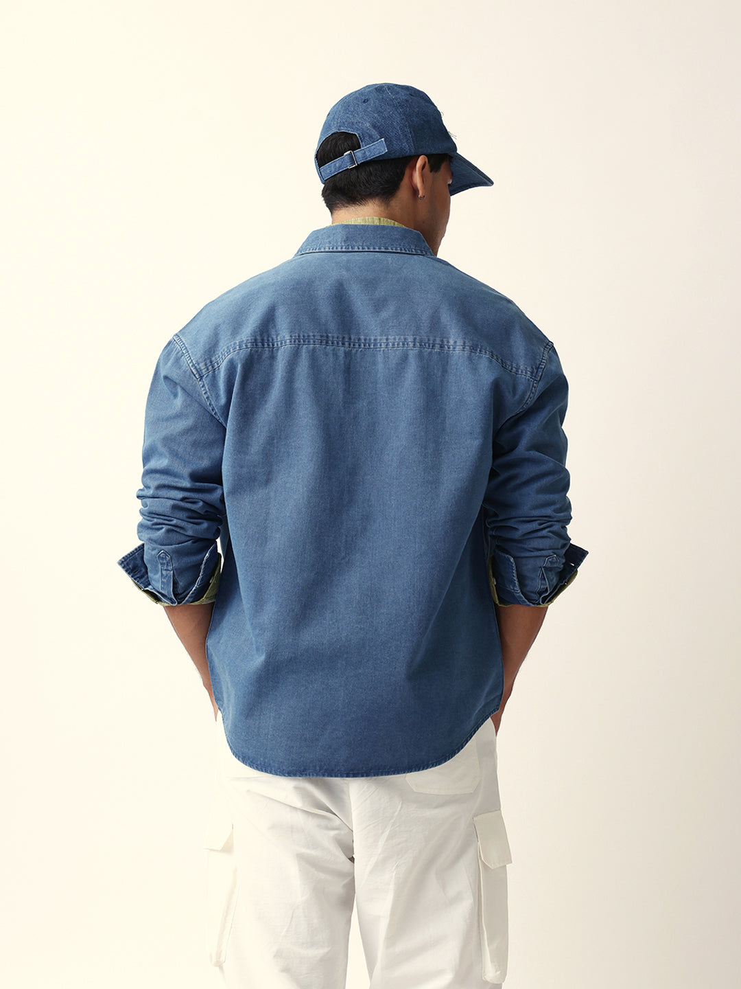 blue solid denim relaxed fit overshirt blue solid denim relaxed fit overshirt