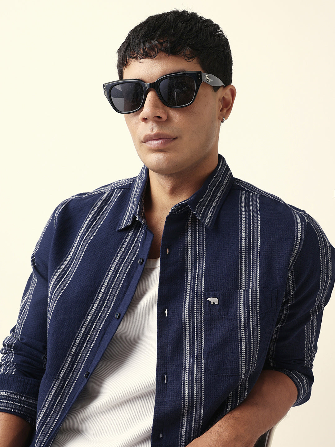blue vertical woven stripe slim fit casual shirt blue vertical woven stripe slim fit casual shirt