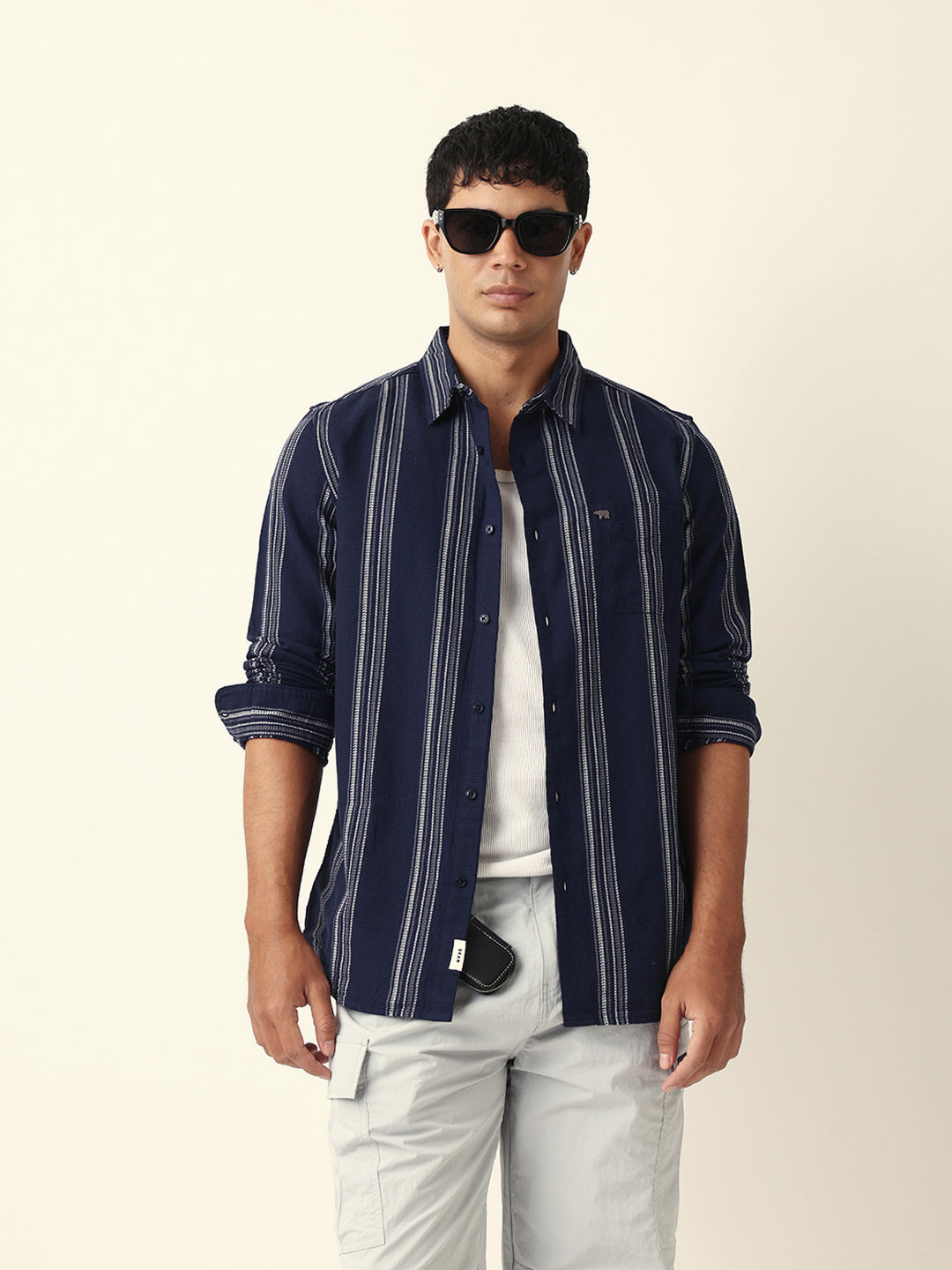 blue vertical woven stripe slim fit casual shirt blue vertical woven stripe slim fit casual shirt