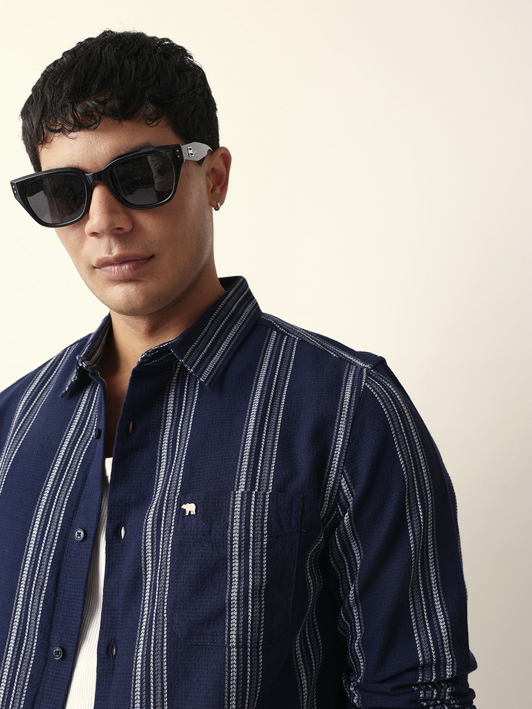 blue vertical woven stripe slim fit casual shirt blue vertical woven stripe slim fit casual shirt