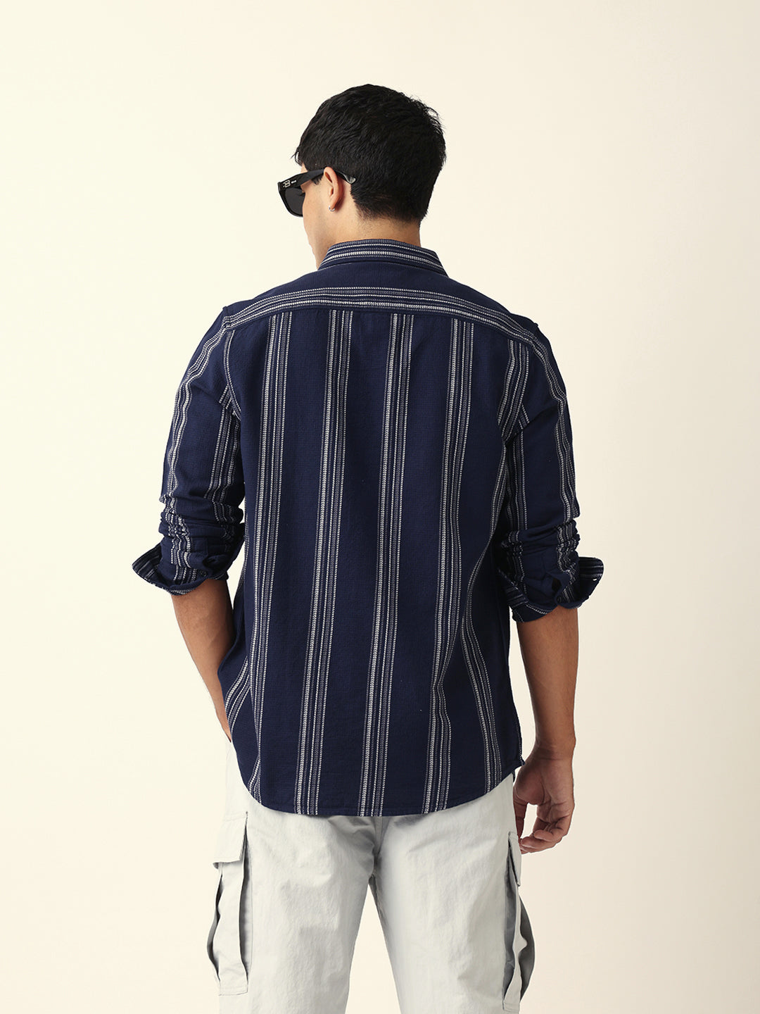 blue vertical woven stripe slim fit casual shirt blue vertical woven stripe slim fit casual shirt
