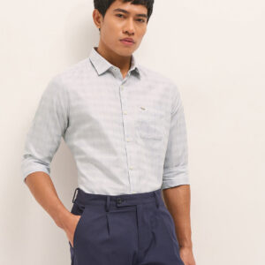 grey woven stripe tailored fit formal shirt